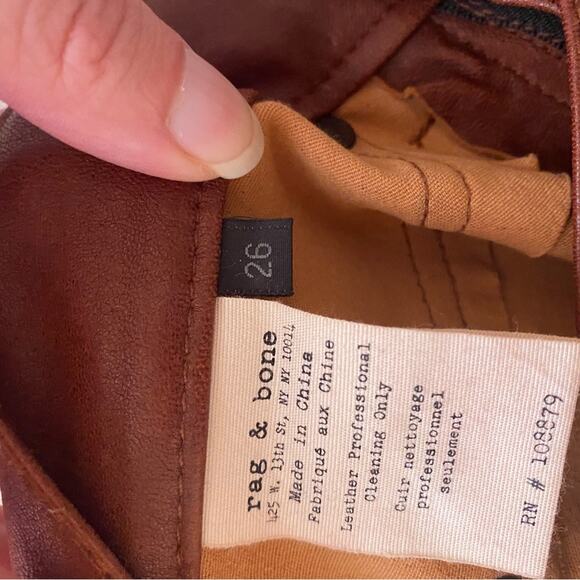 Rag and Bone cognac brown lamb leather pants jeans sz 26 - Picture 6 of 8